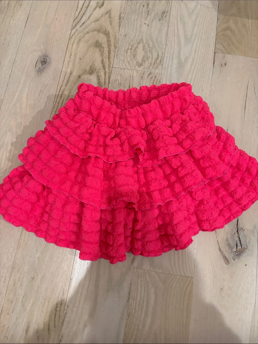 Erge Hot Pink Ruffled Tiered Skirt w/ under shorts